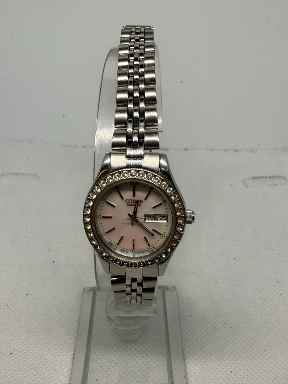Citizen Swarovski Crystal Ladies Two-Tone MOP Dial Watch EQ0537-51D